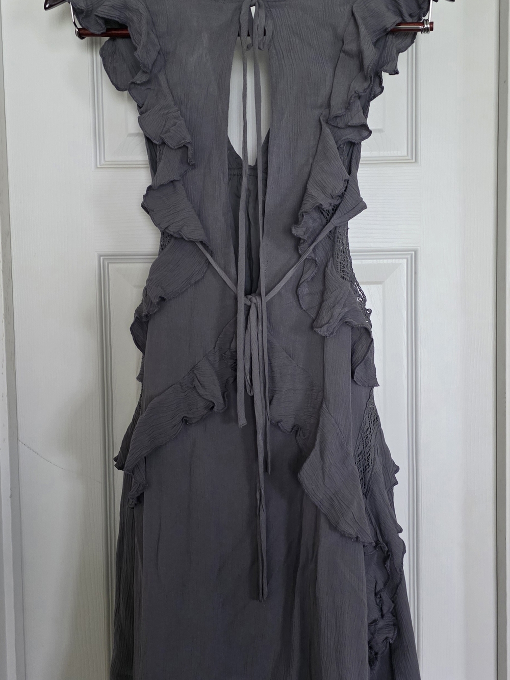Free People Gray Ruffle Mini Dress - Picture 7 of 10